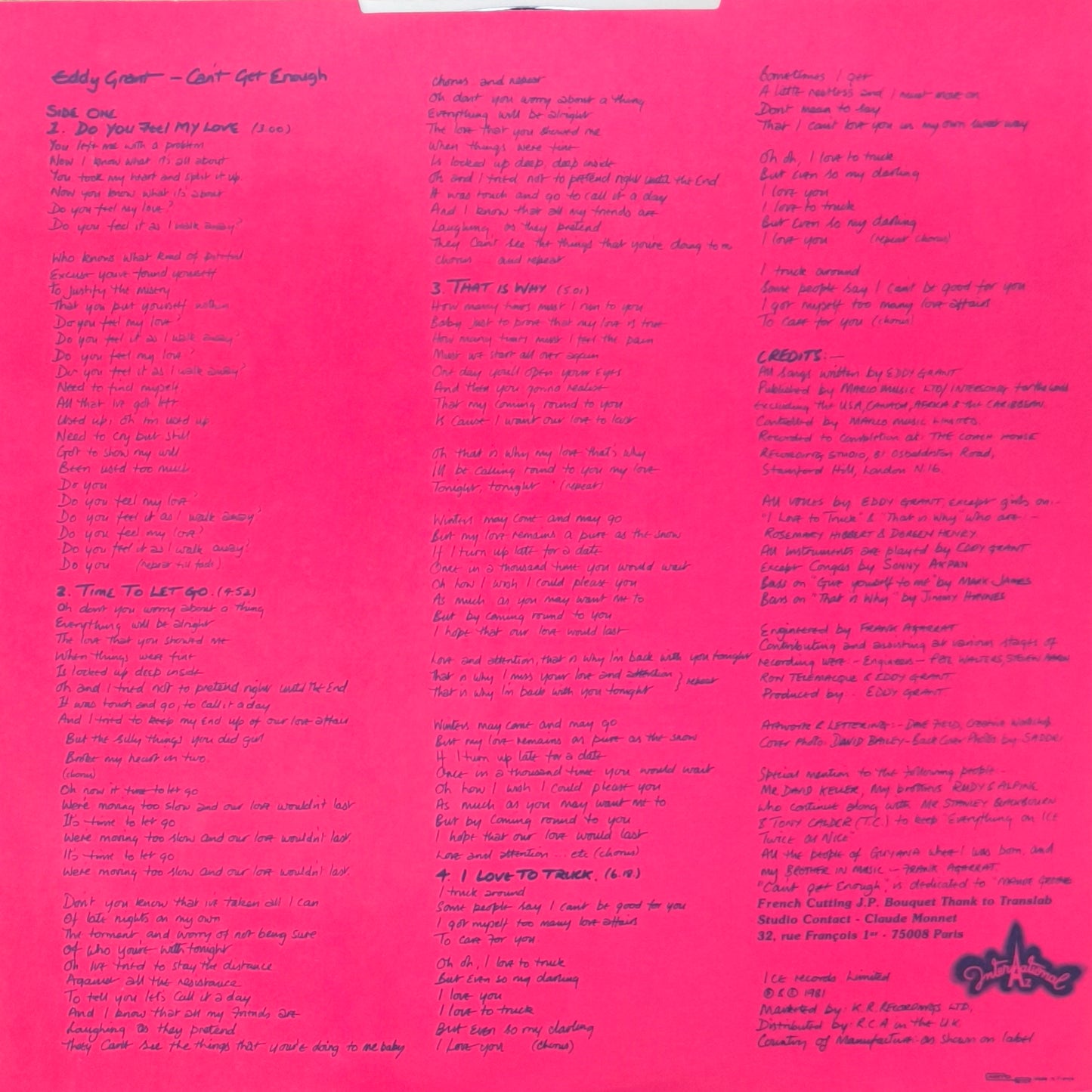 EDDY GRANT - Can't Get Enough