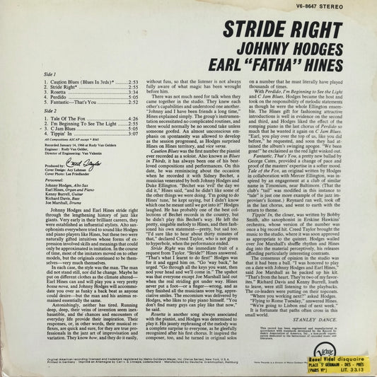 JOHNNY HODGES, EARL "FATHA" HINES -  Stride Right