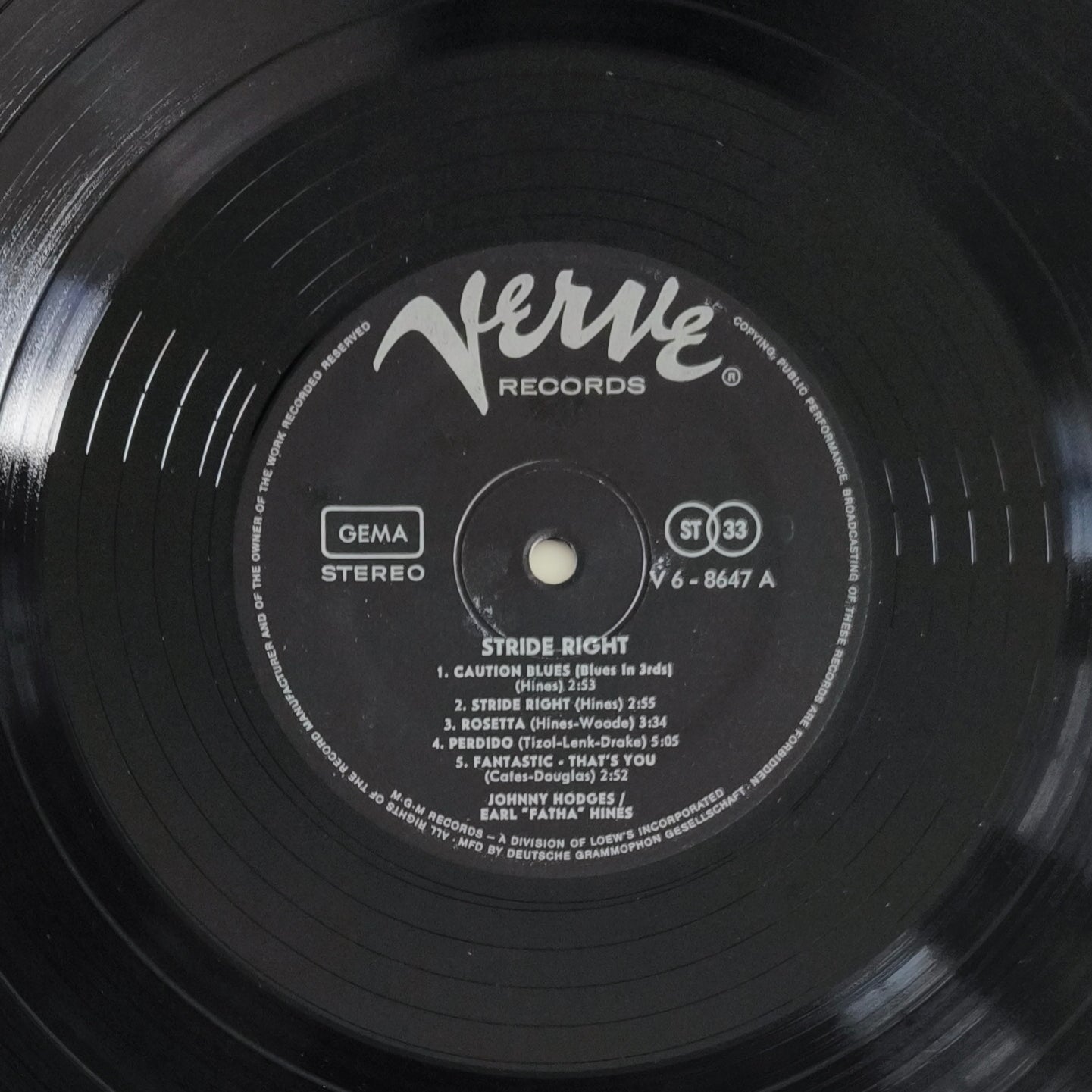 JOHNNY HODGES, EARL "FATHA" HINES -  Stride Right