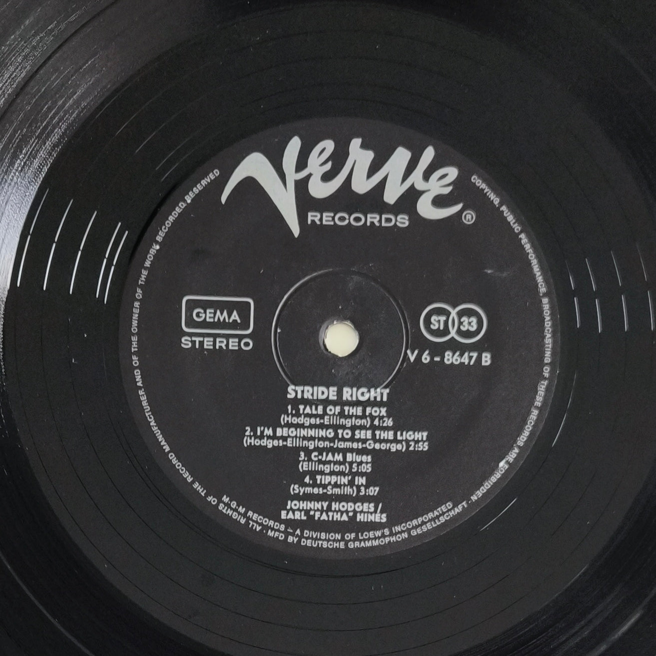 JOHNNY HODGES, EARL "FATHA" HINES -  Stride Right