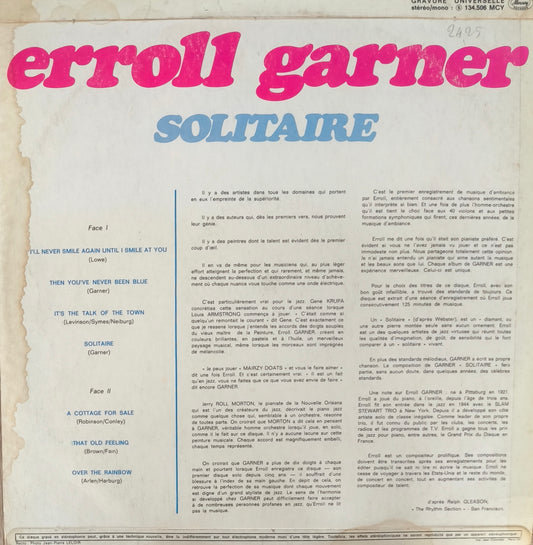 ERROLL GARNER - Solitaire