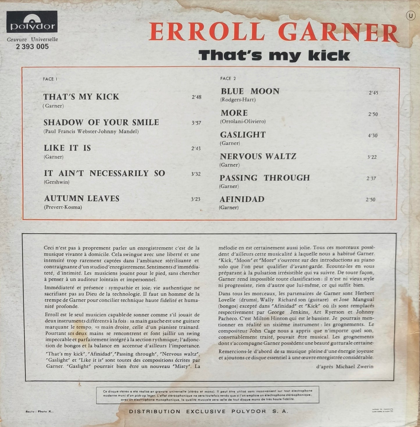 ERROLL GARNER - That's My Kick