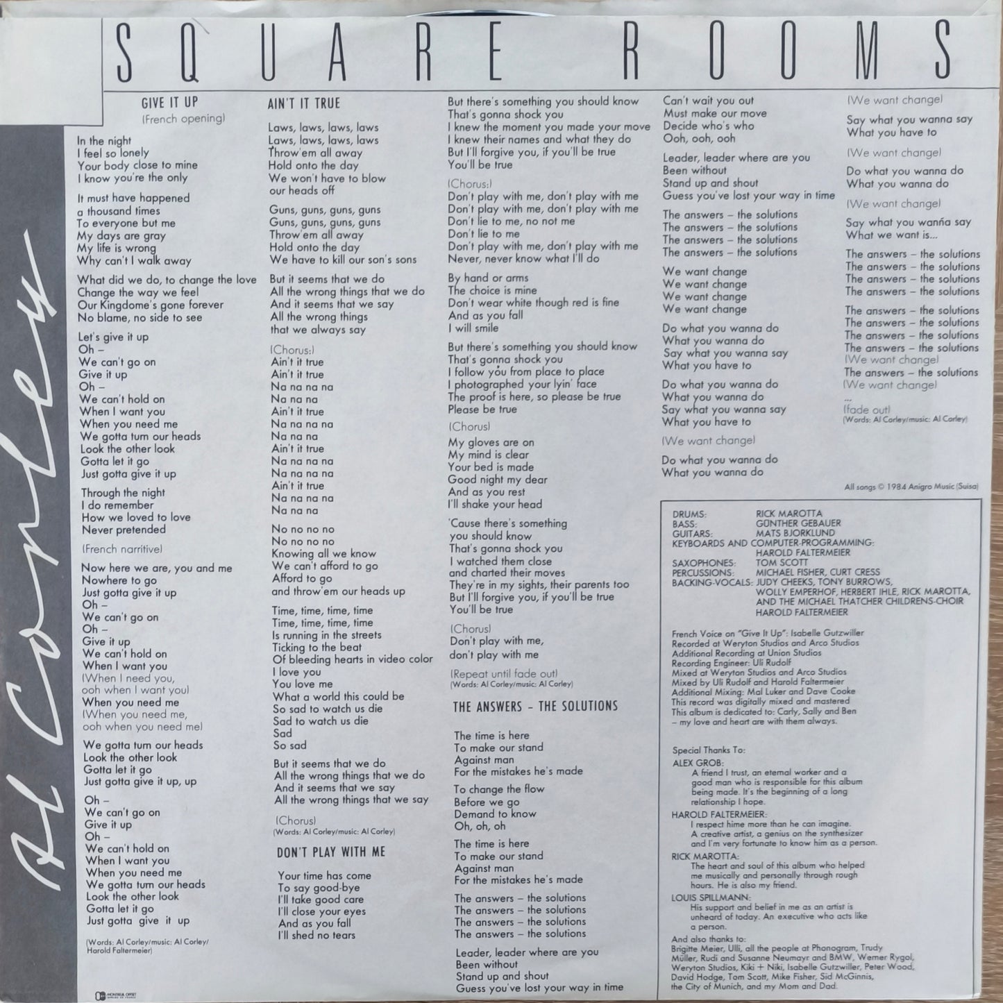 AL CORLEY - Square Rooms