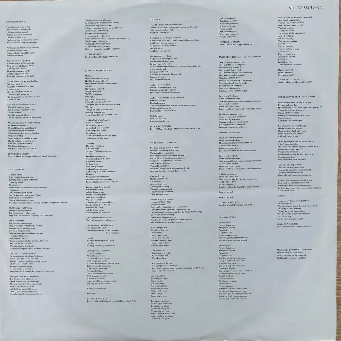 LEVEL 42 - Running In The Family