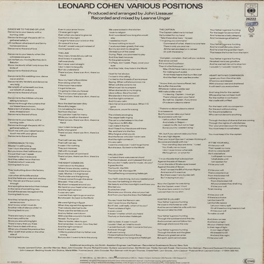 LEONARD COHEN - Various Positions