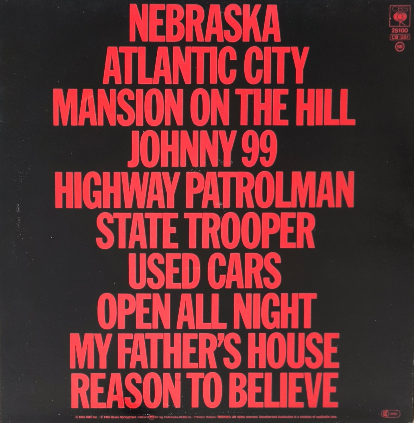 BRUCE SPRINGSTEEN - Nebraska