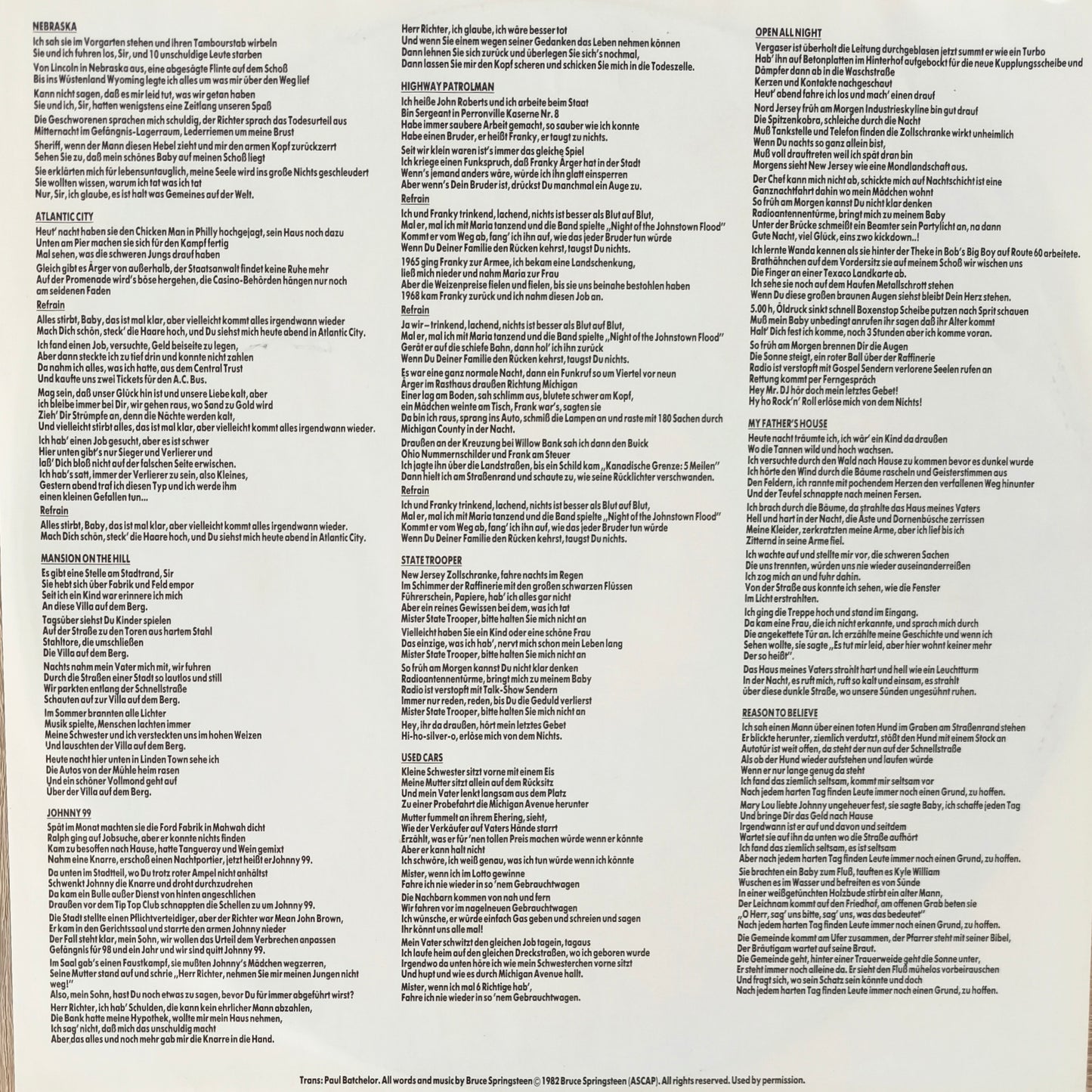 BRUCE SPRINGSTEEN - Nebraska