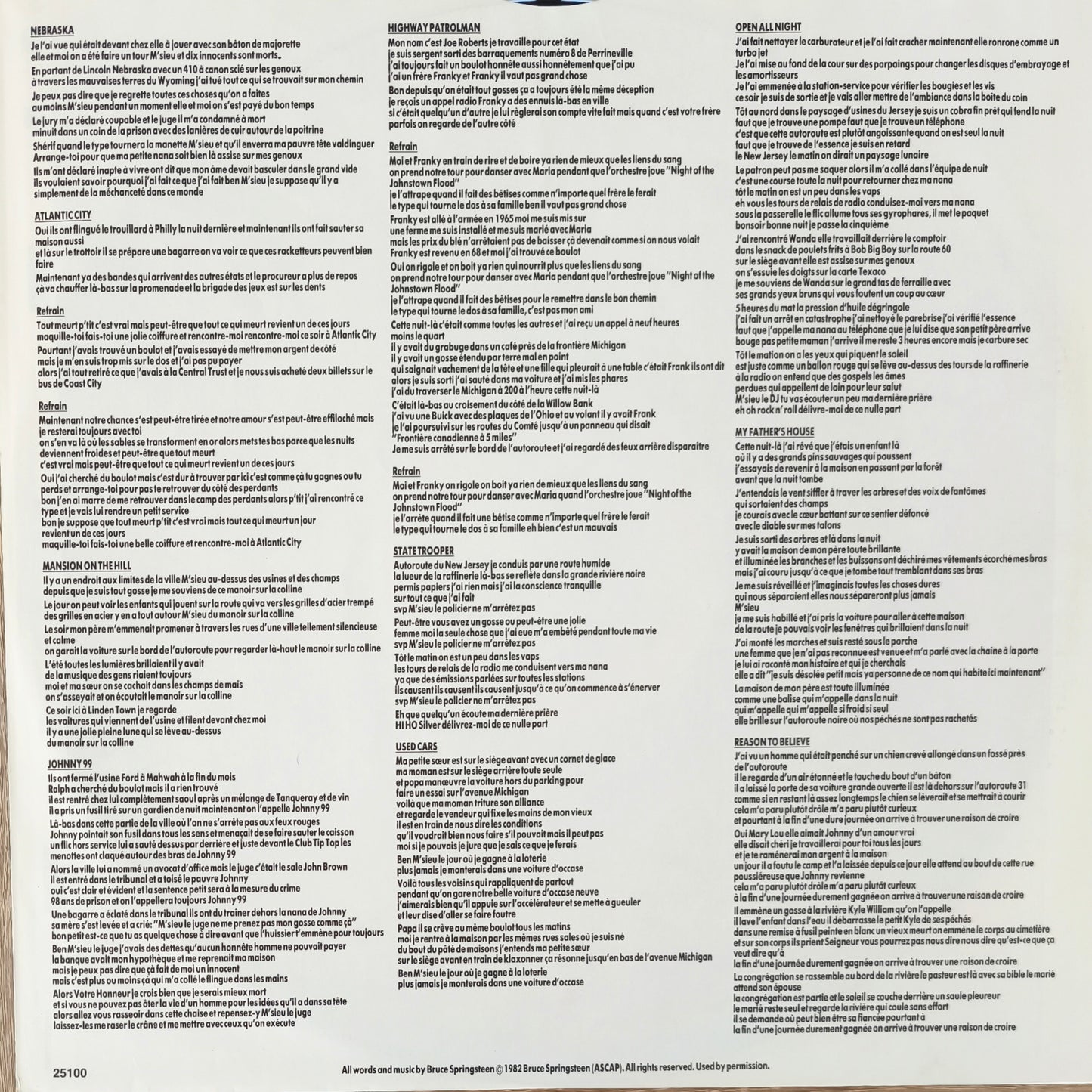 BRUCE SPRINGSTEEN - Nebraska