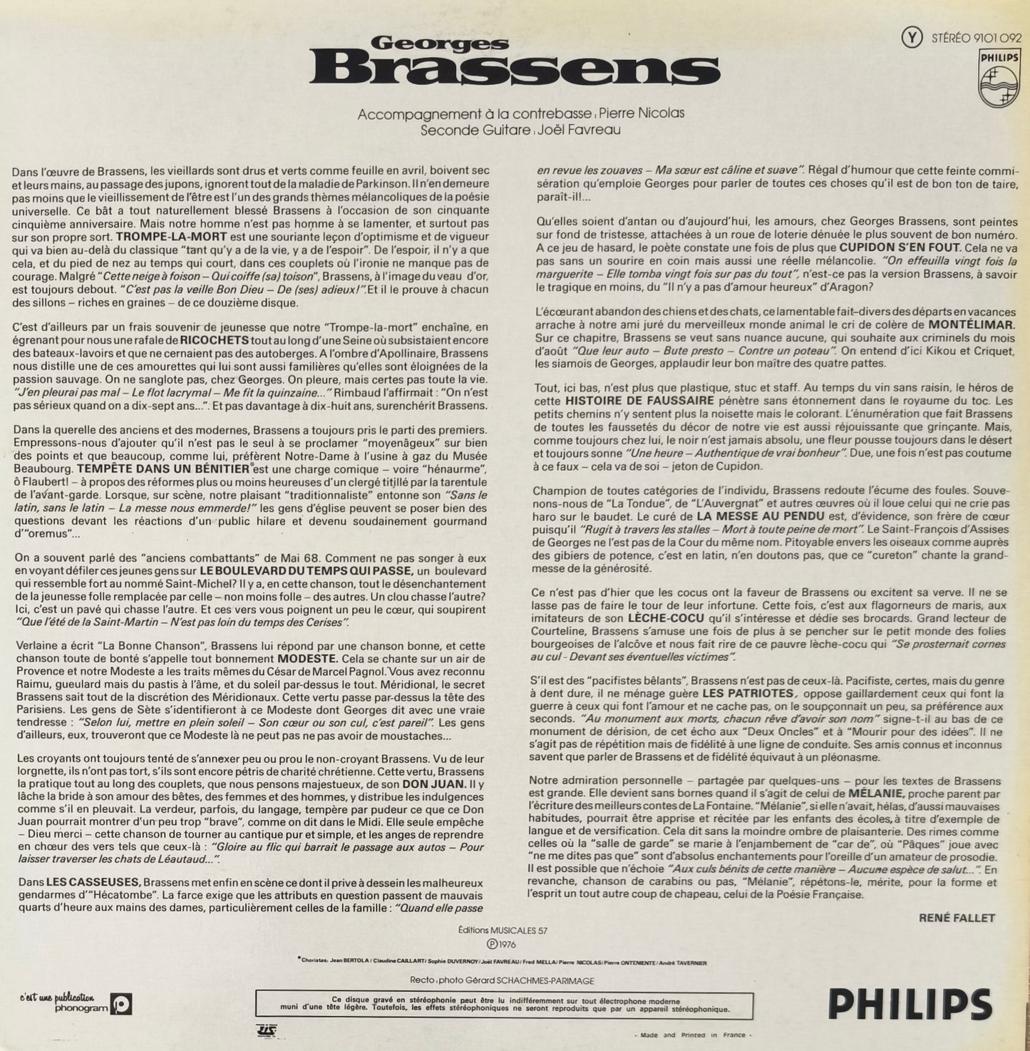 GEORGES BRASSENS - Nouvelles Chansons