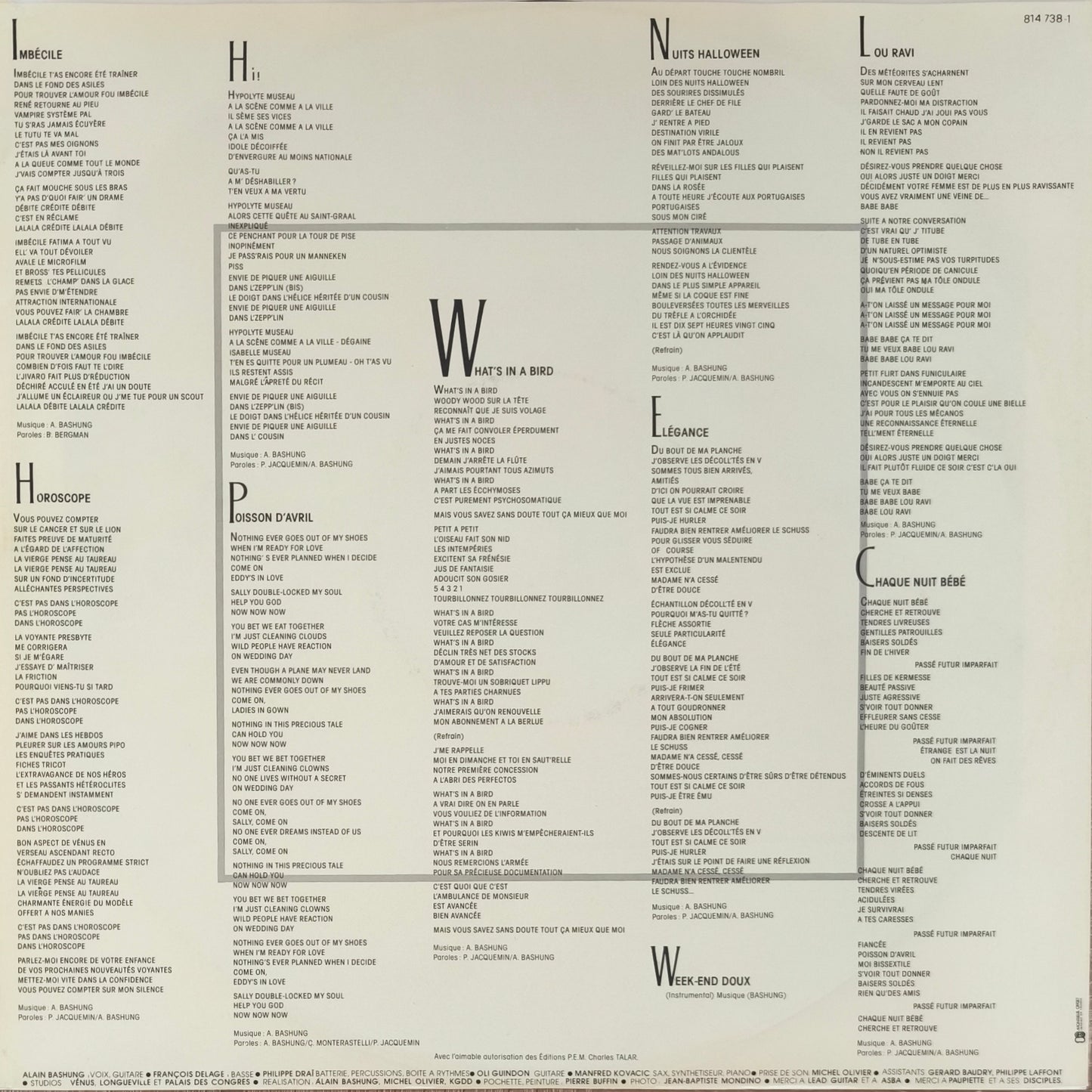 ALAIN BASHUNG - Figure Imposée