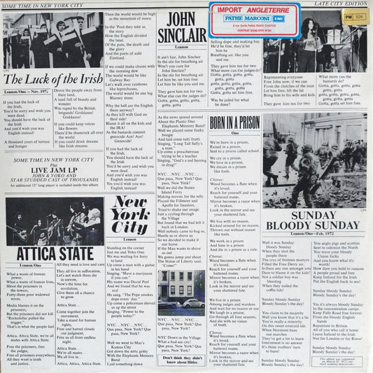 JOHN & YOKO / PLASTIC ONO BAND - Some Time In New York City (Pressage UK 1972)