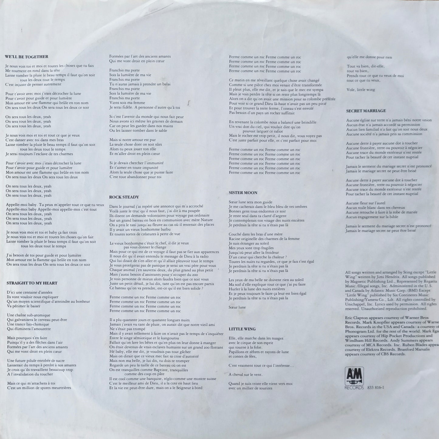 STING - ...Nothing Like The Sun