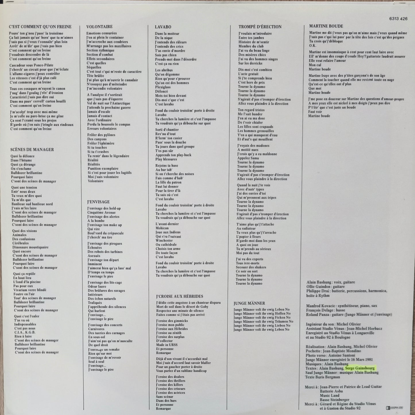 ALAIN BASHUNG - Play Blessures