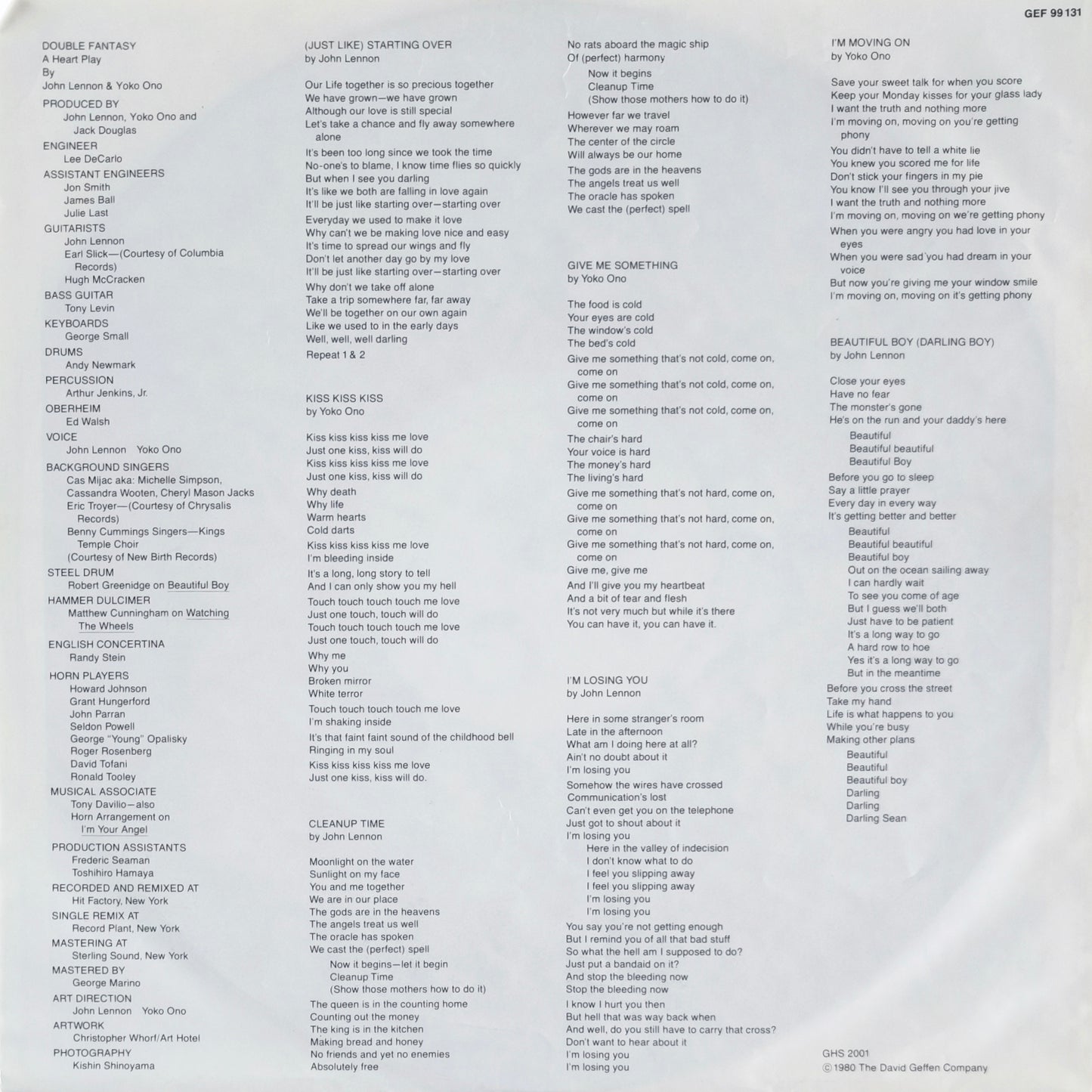 JOHN LENNON & YOKO ONO - Double Fantasy