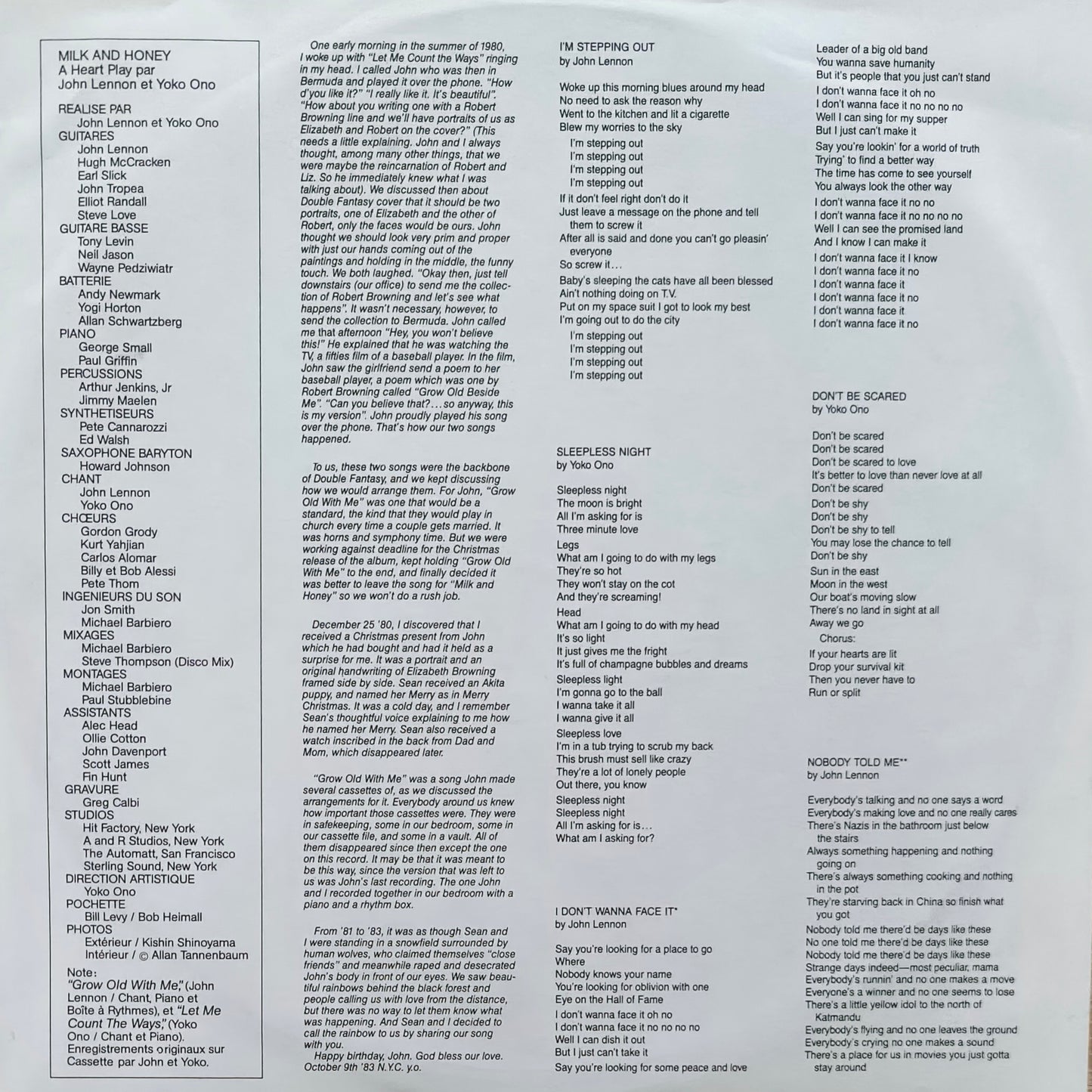 JOHN LENNON & YOKO ONO - Milk And Honey