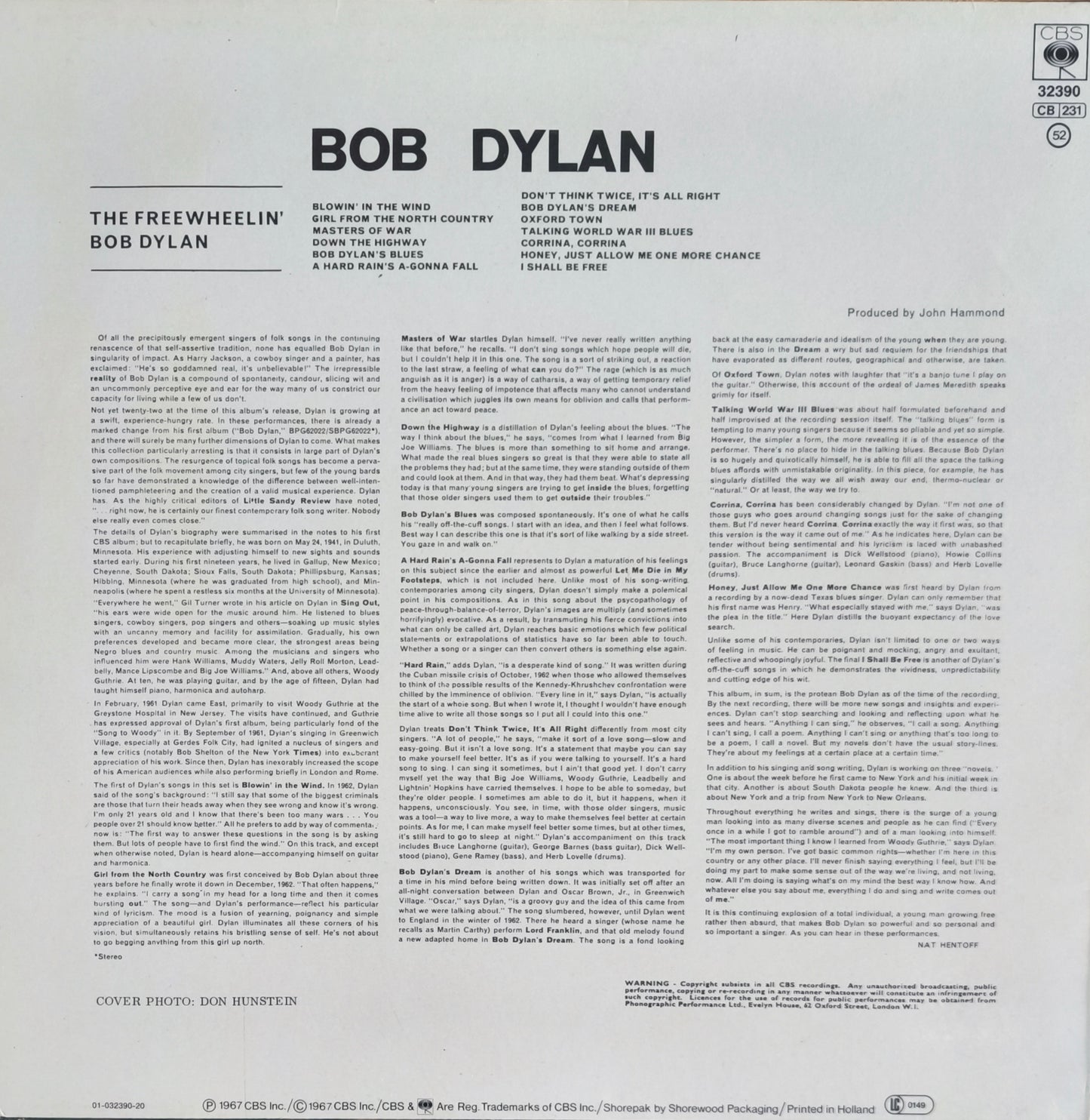 BOB DYLAN - The Freewheelin' Bob Dylan