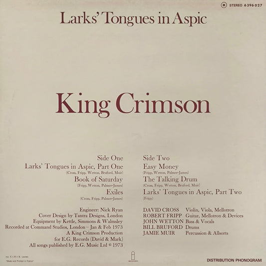 KING CRIMSON - Larks' Tongues In Aspic