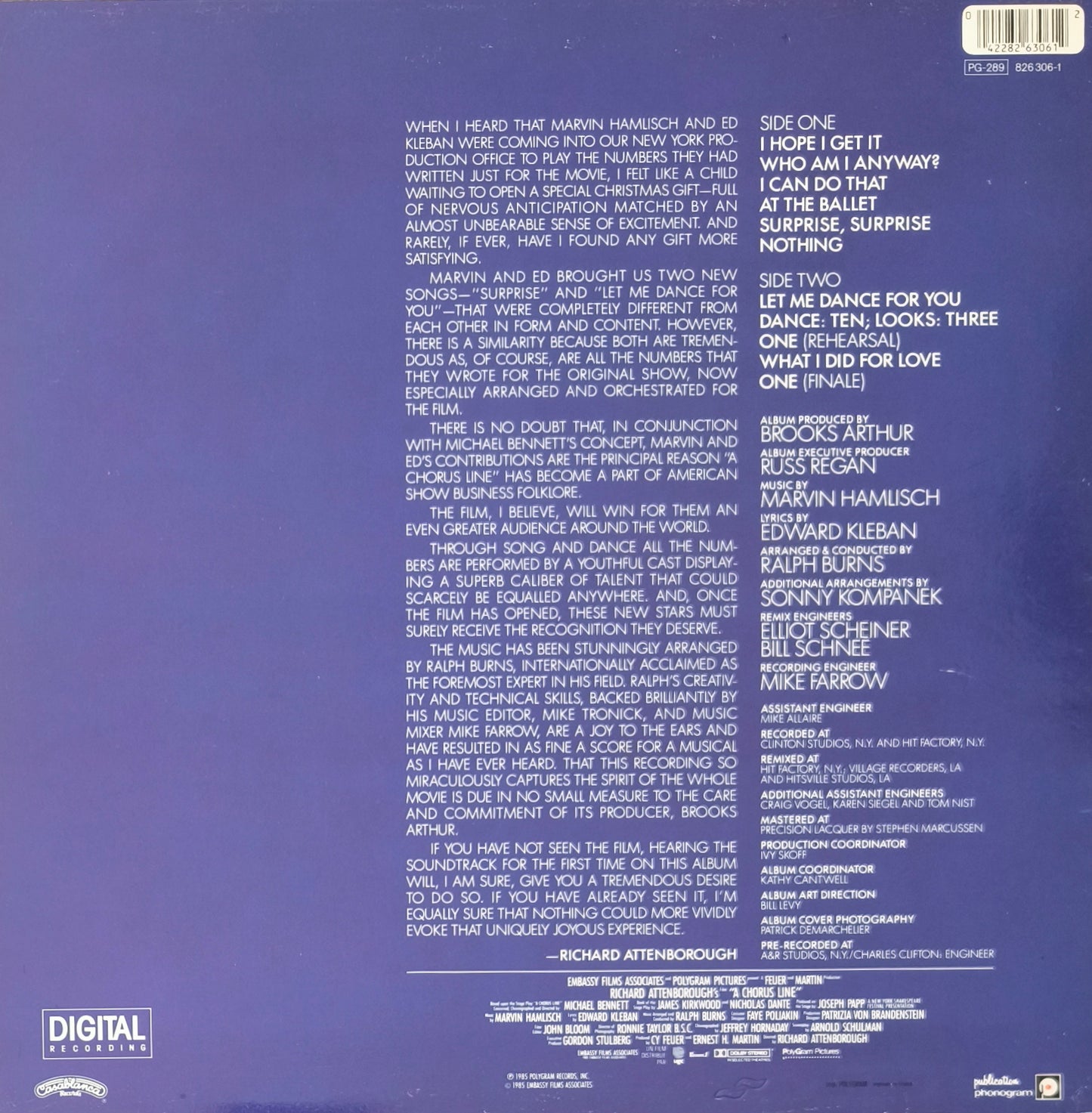 CHORUS LINE - Bande Originale du film