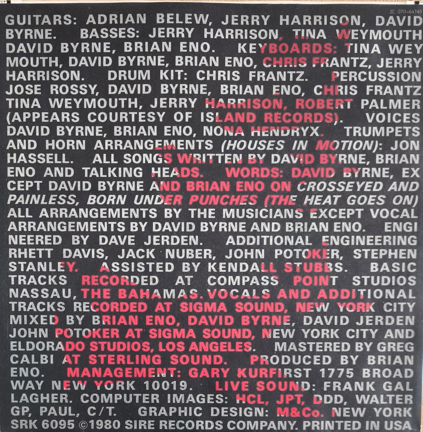 TALKING HEADS - Remain In Light