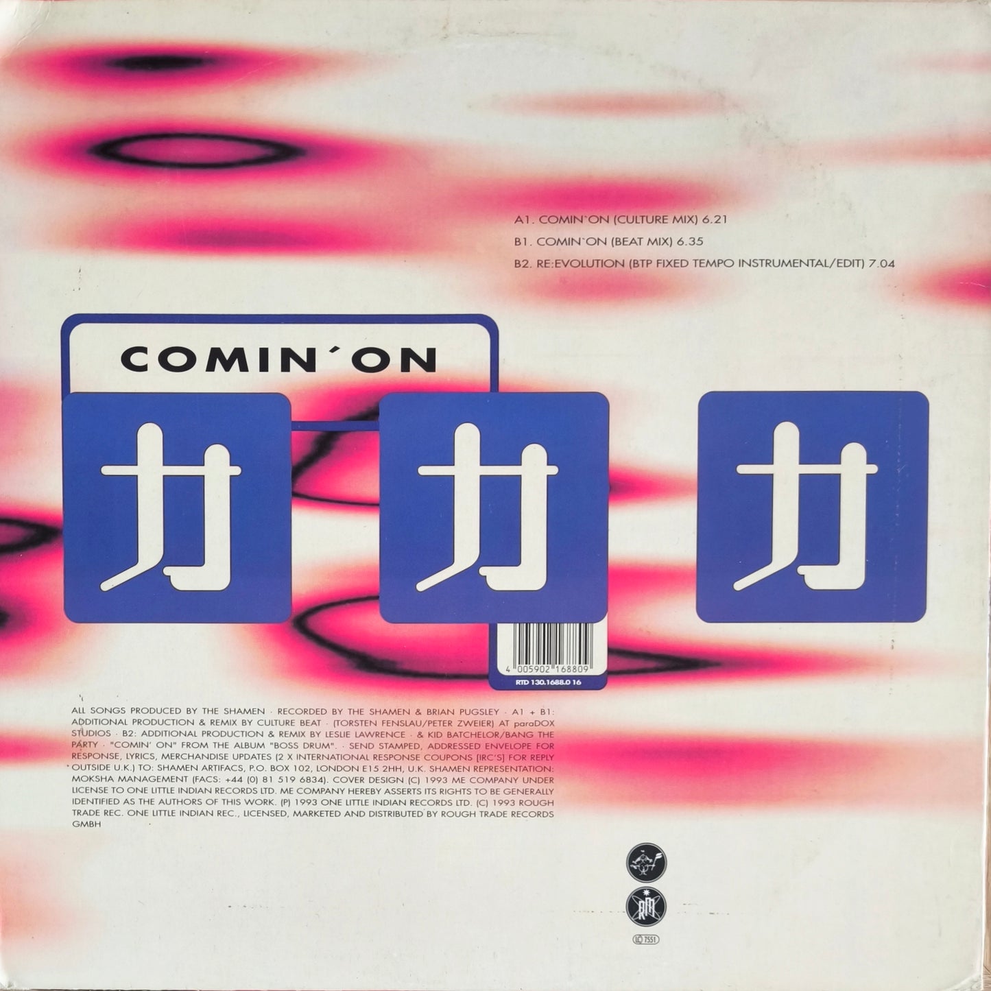 THE SHAMEN - Comin' On (Remixed By Culture Beat)(Disque transparent)