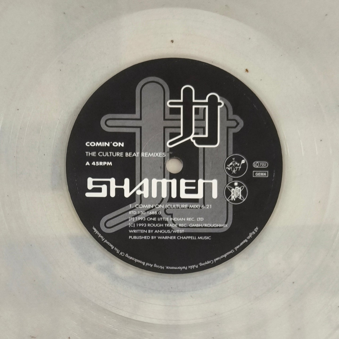 THE SHAMEN - Comin' On (Remixed By Culture Beat)(Disque transparent)