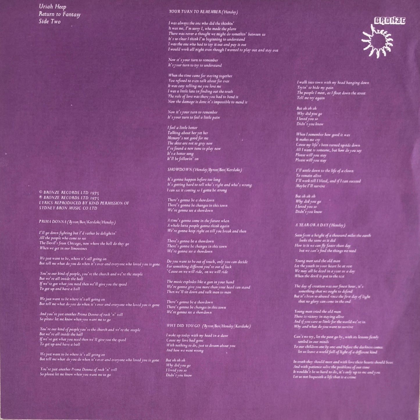 URIAH HEEP - Return To Fantasy