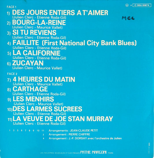 JULIEN CLERC - Des Jours Entiers À T'aimer