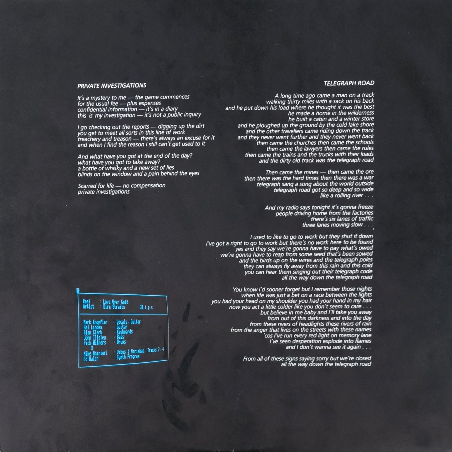 DIRE STRAITS - Love Over Gold