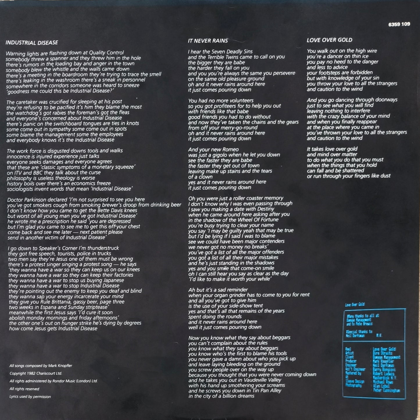 DIRE STRAITS - Love Over Gold