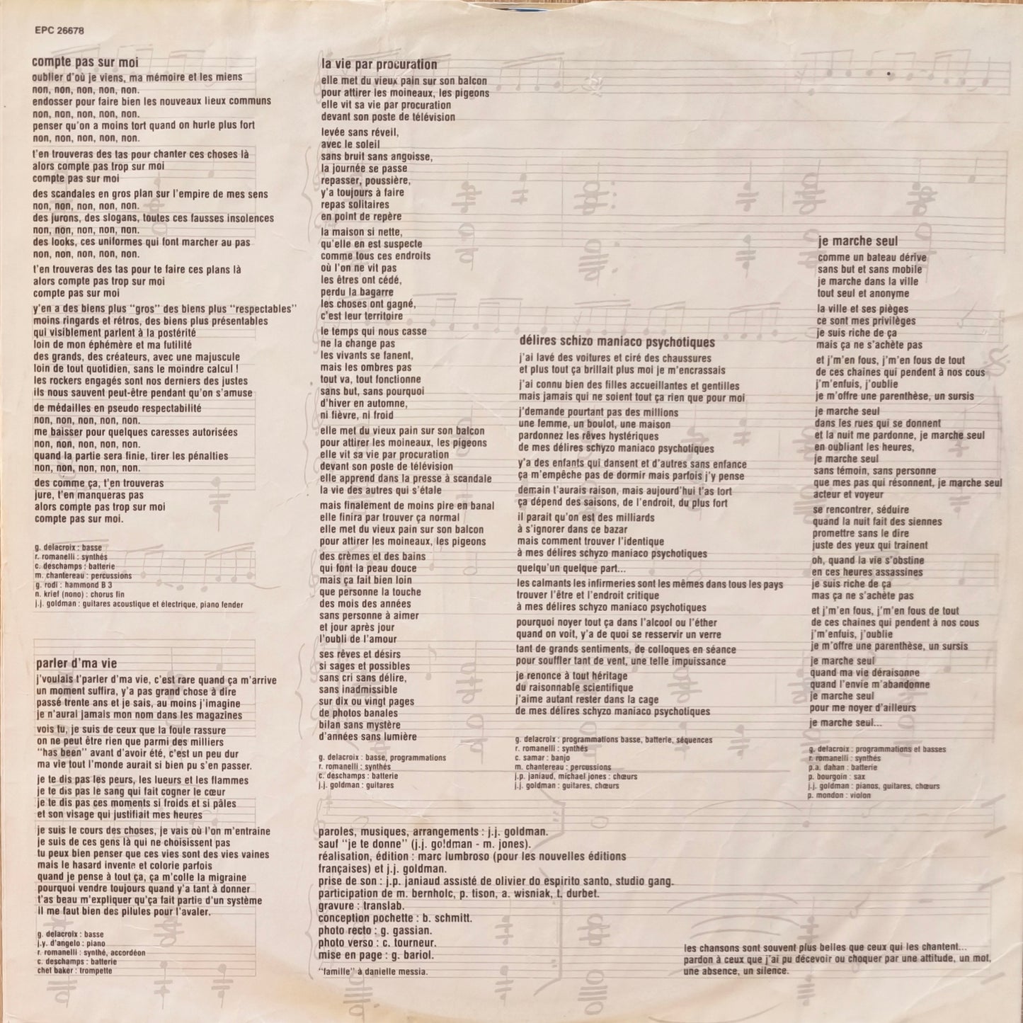 JEAN JACQUES GOLDMAN - Non Homologué