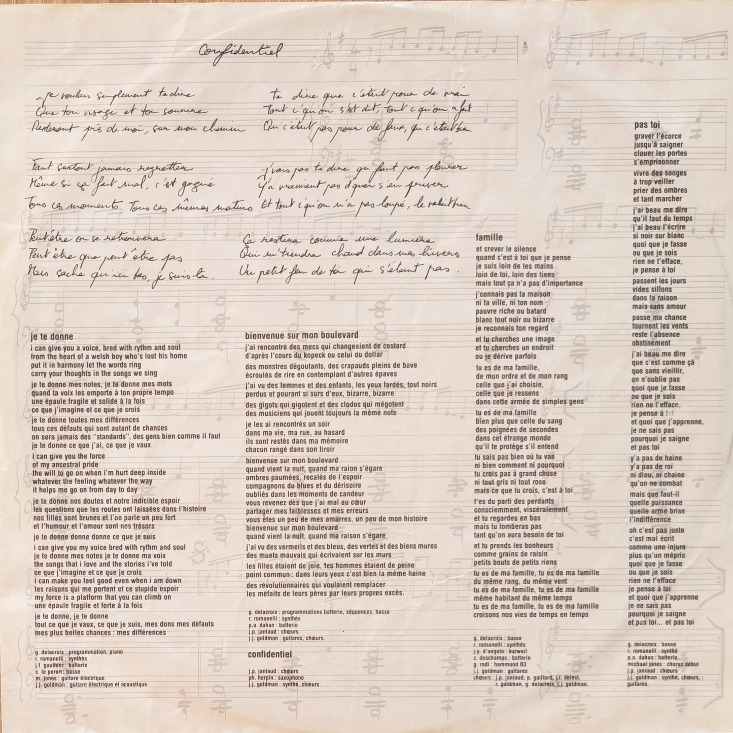 JEAN JACQUES GOLDMAN - Non Homologué