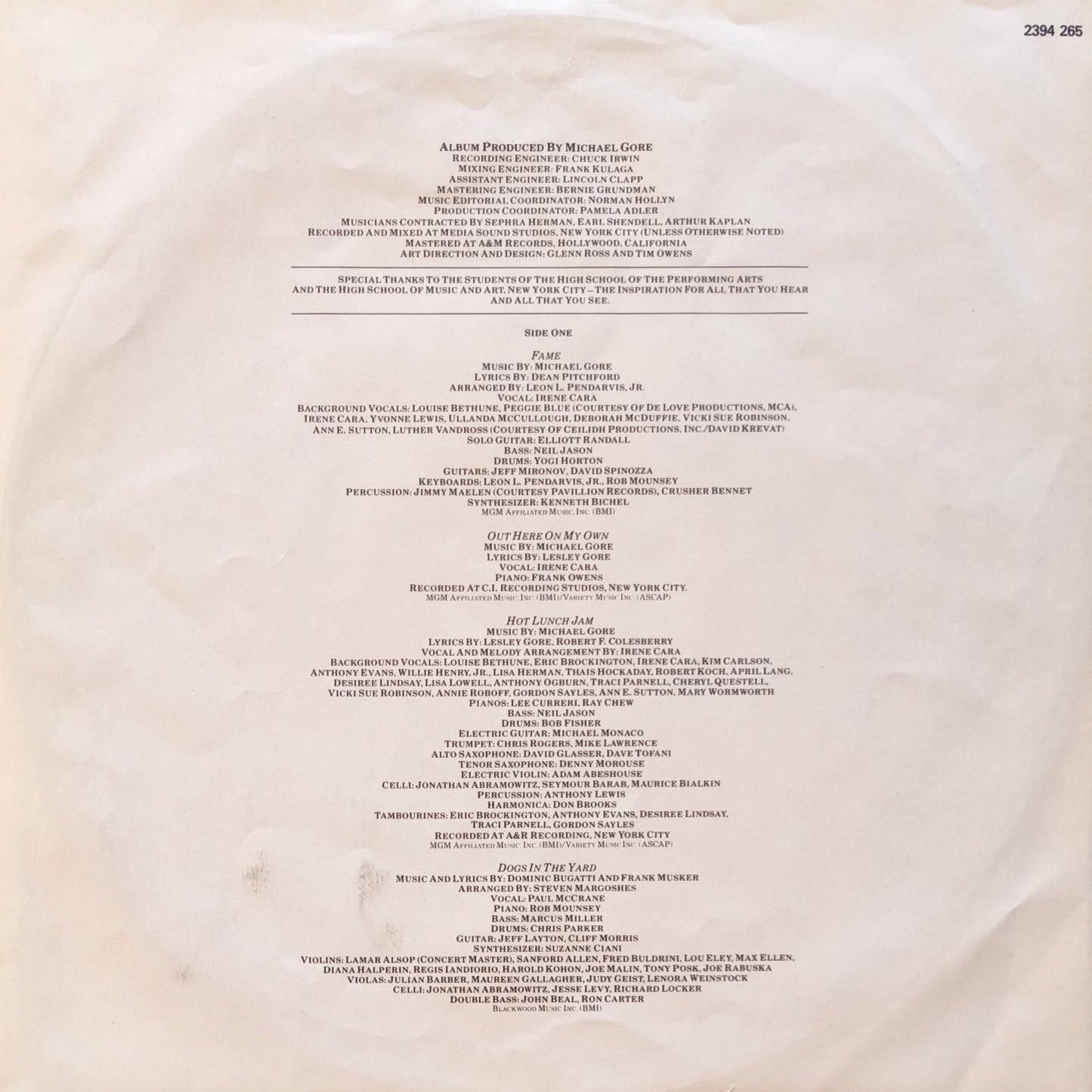 FAME - Bande Originale du Film