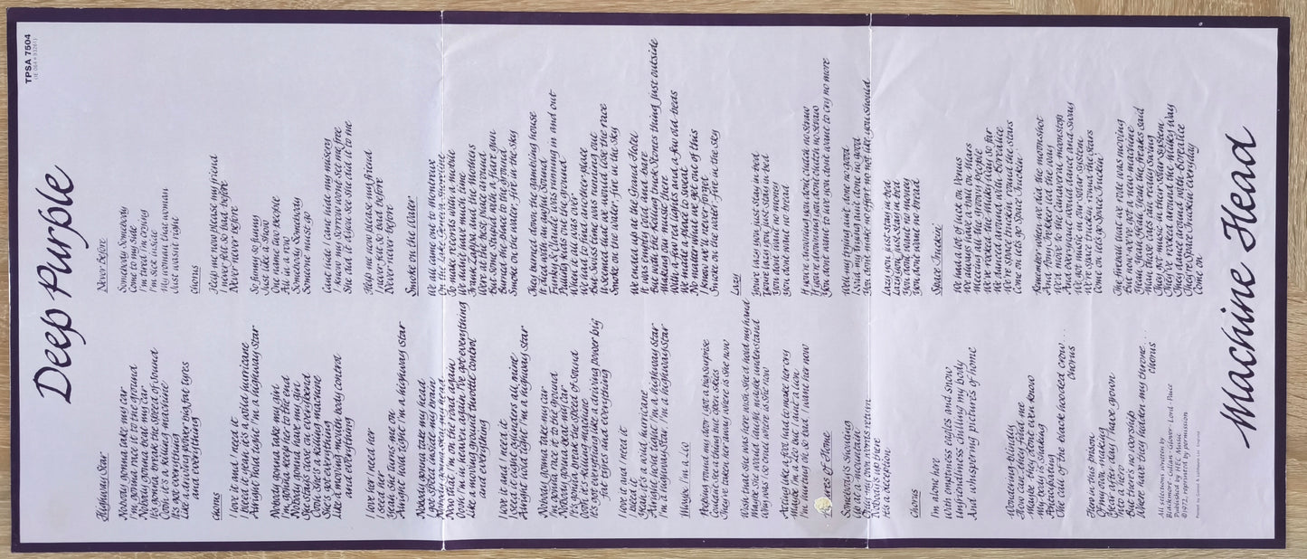 DEEP PURPLE - Machine Head (First UK Pressing 1972 - TPSA 7504)