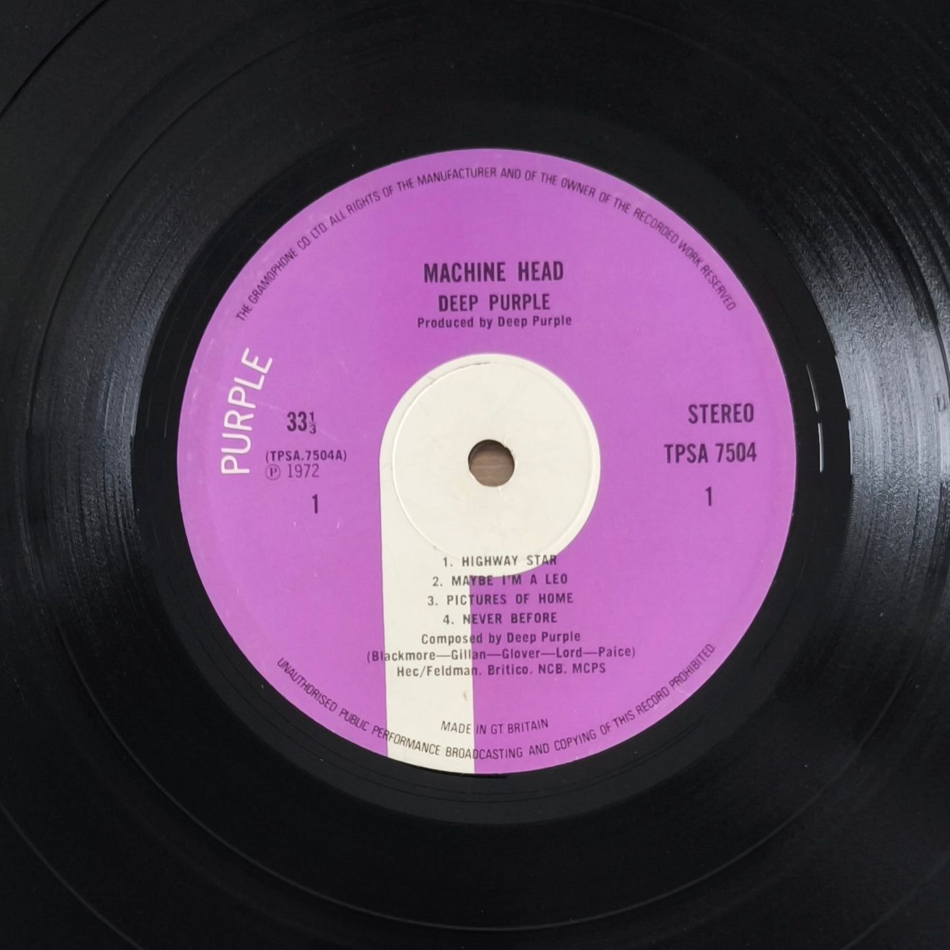 DEEP PURPLE - Machine Head (First UK Pressing 1972 - TPSA 7504)