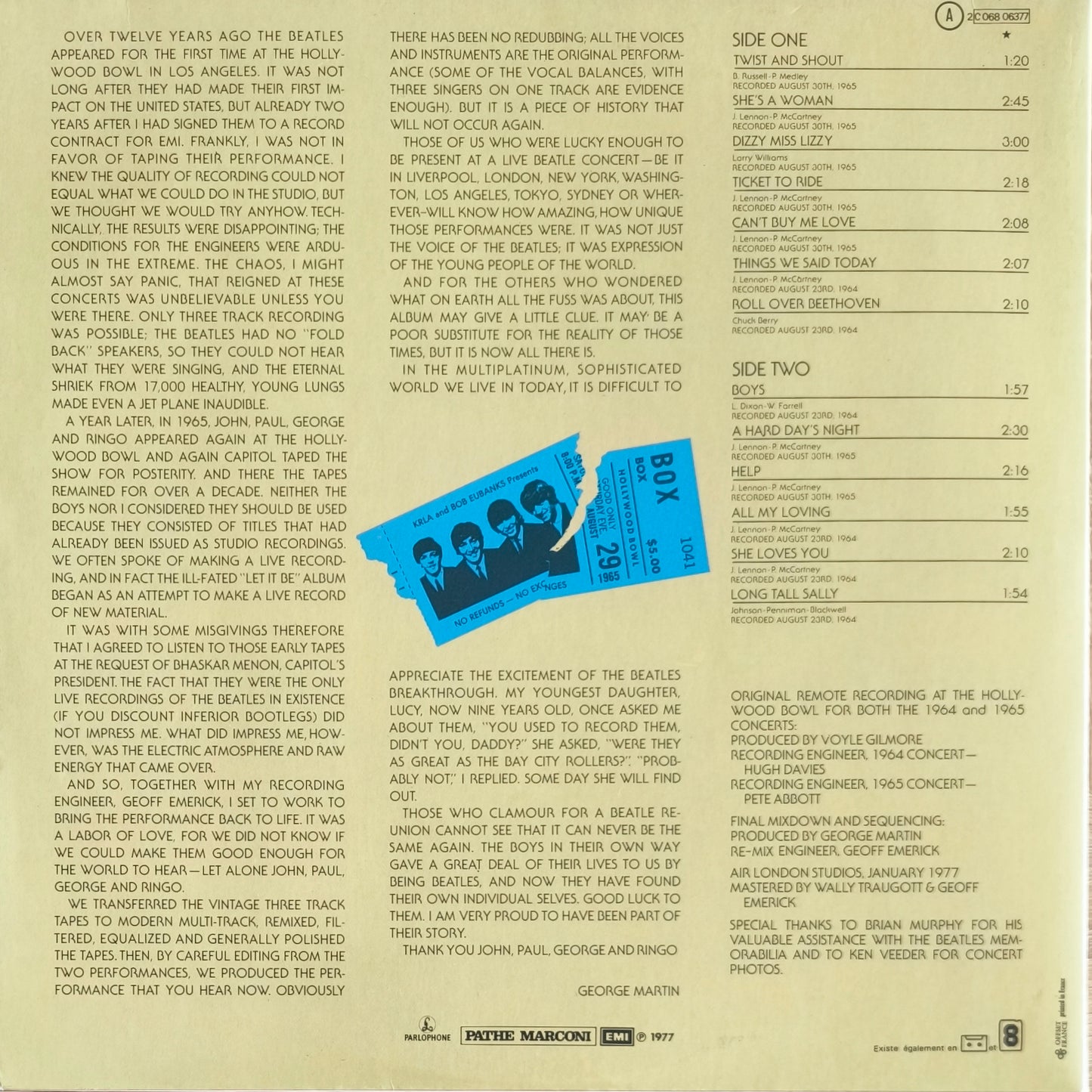 THE BEATLES - The Beatles At The Hollywood Bowl