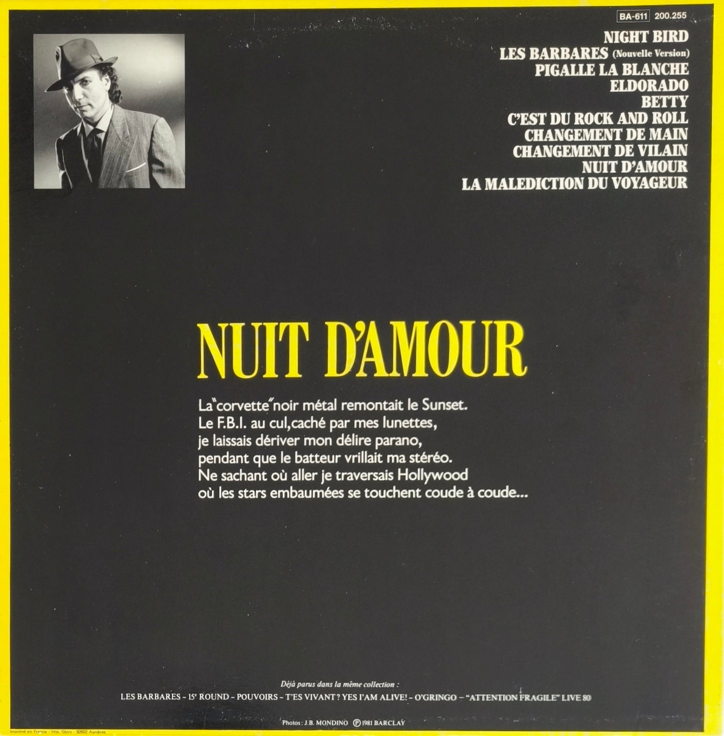 BERNARD LAVILLIERS - Nuit d'amour