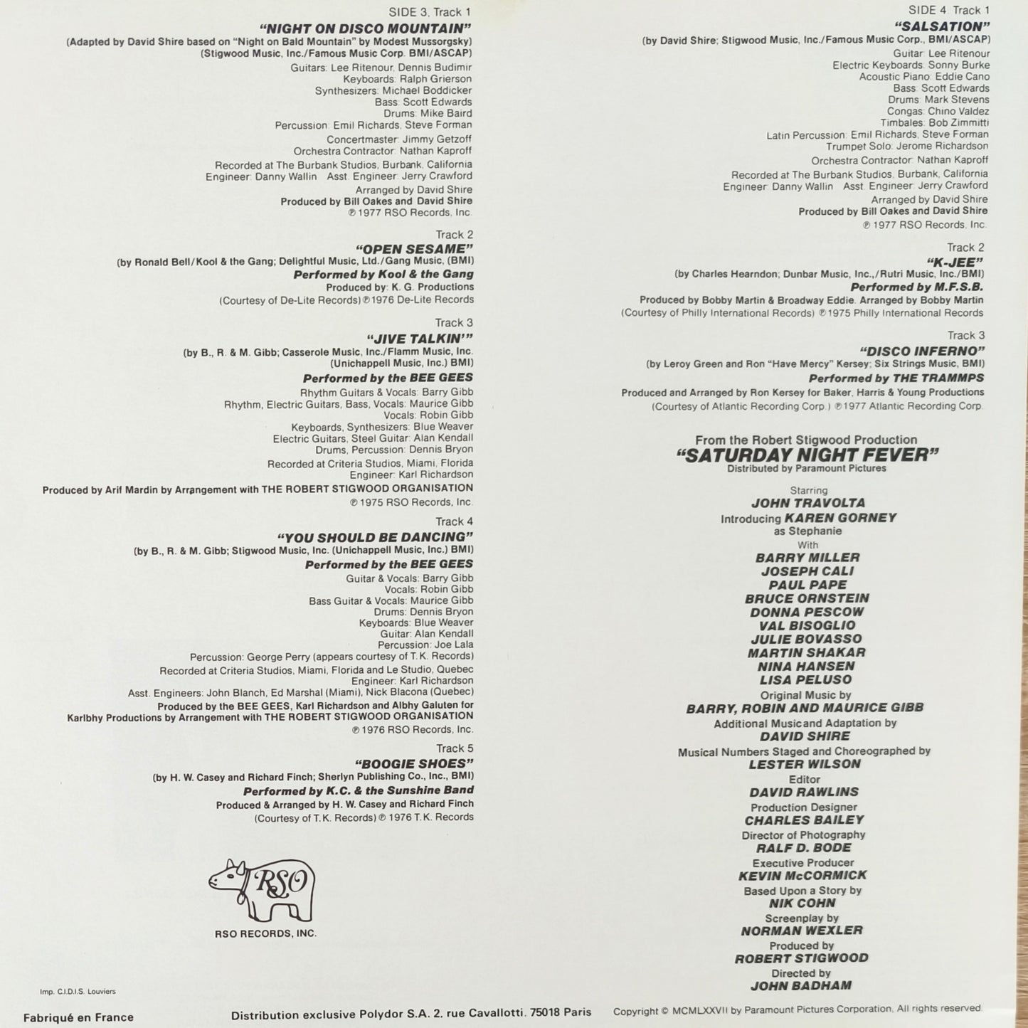 SATURDAY NIGHT FEVER - The Original Movie Soundtrack