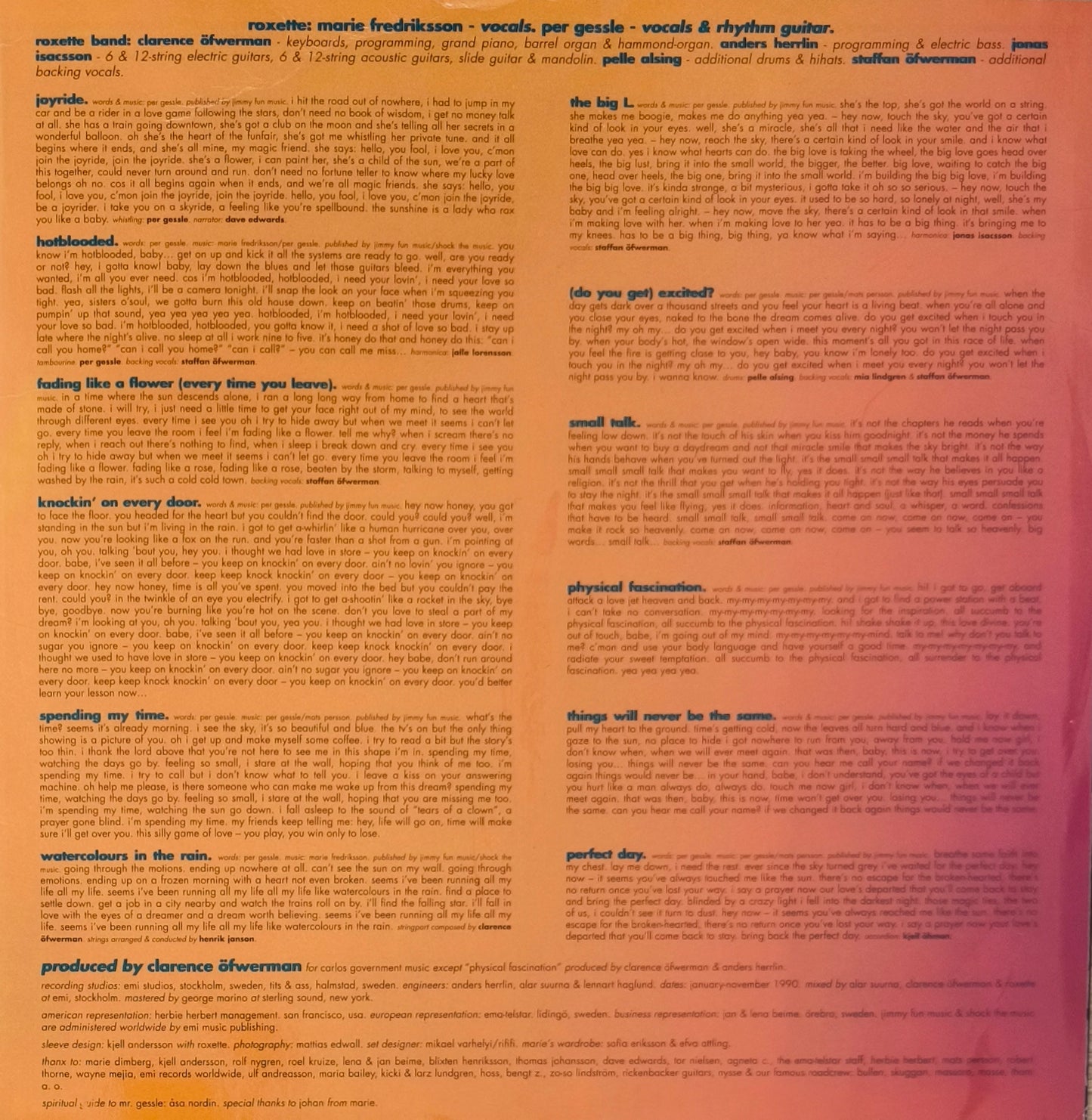 ROXETTE - Joyride (Pressage Scandinavia)