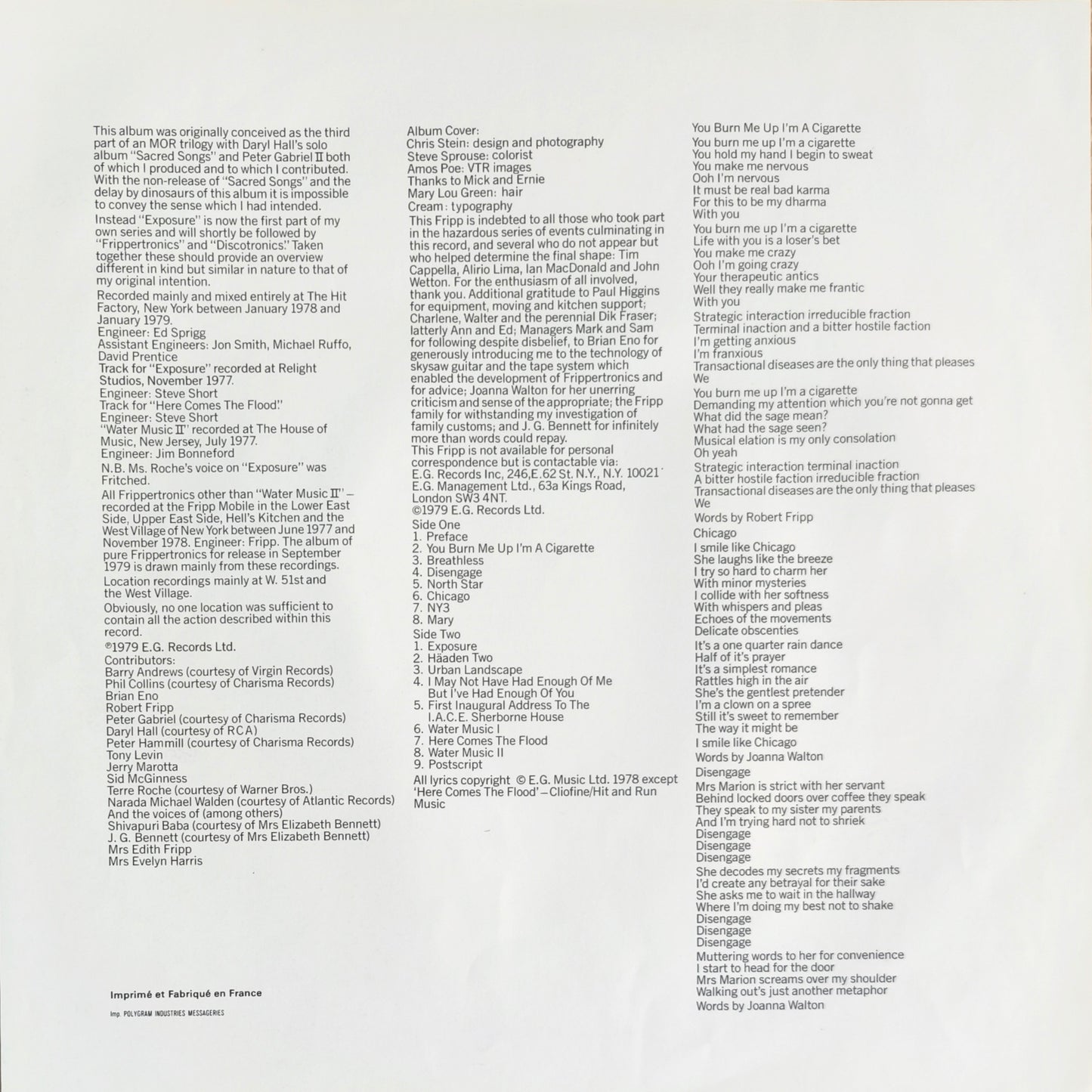 ROBERT FRIPP - Exposure