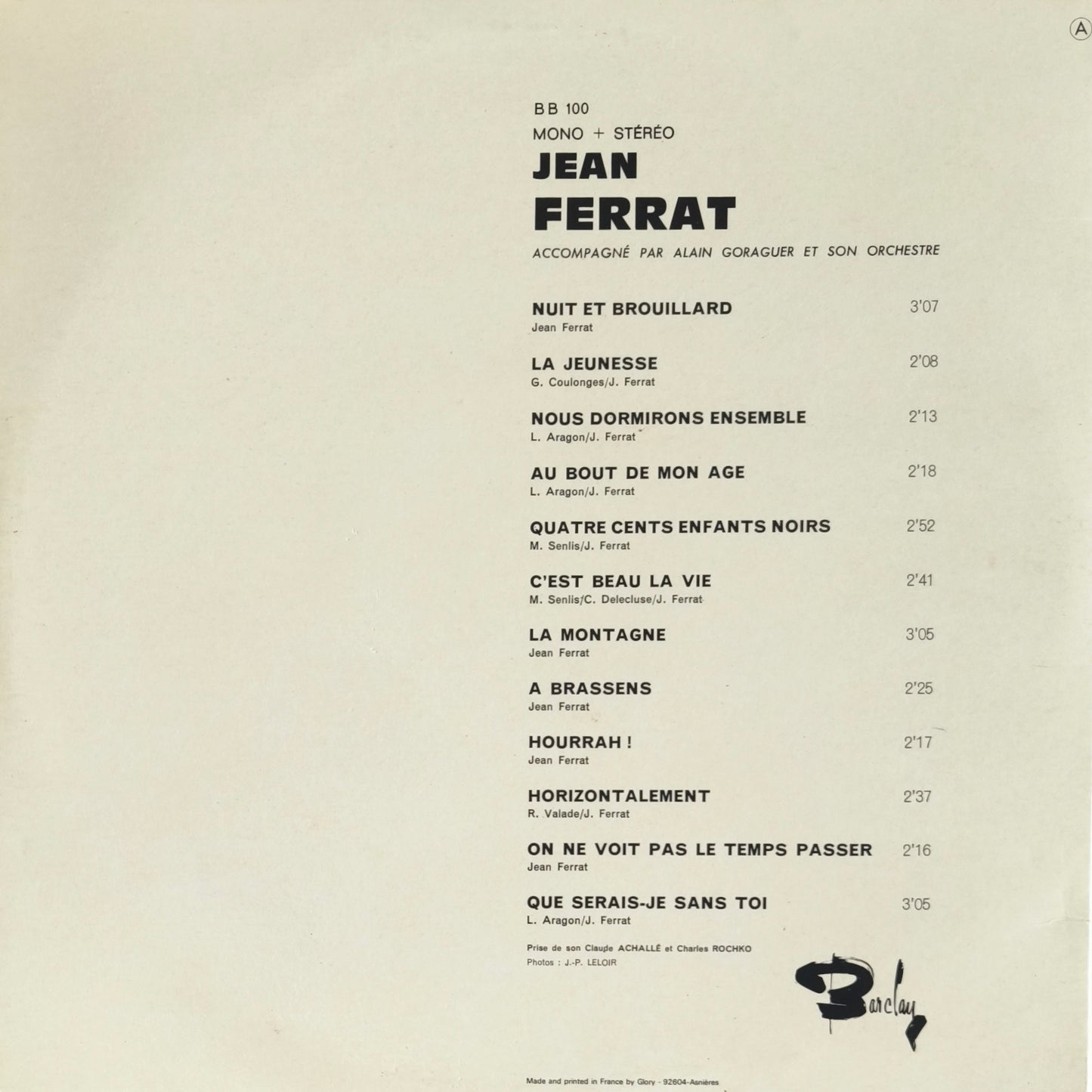 JEAN FERRAT - Jean Ferrat Chante En Multiphonie Stereo