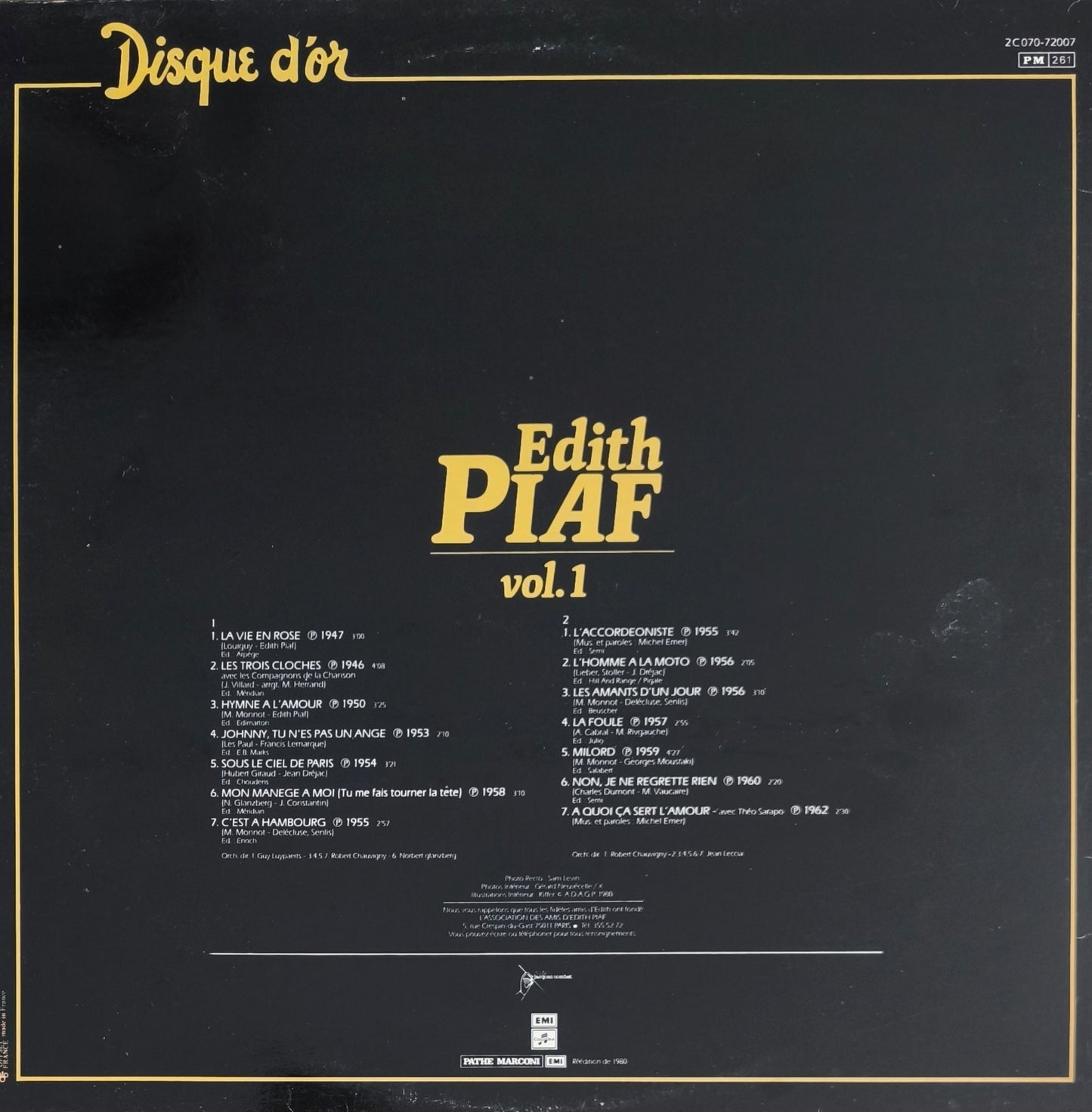 EDITH PIAF - Disque D'Or - Vol. 1