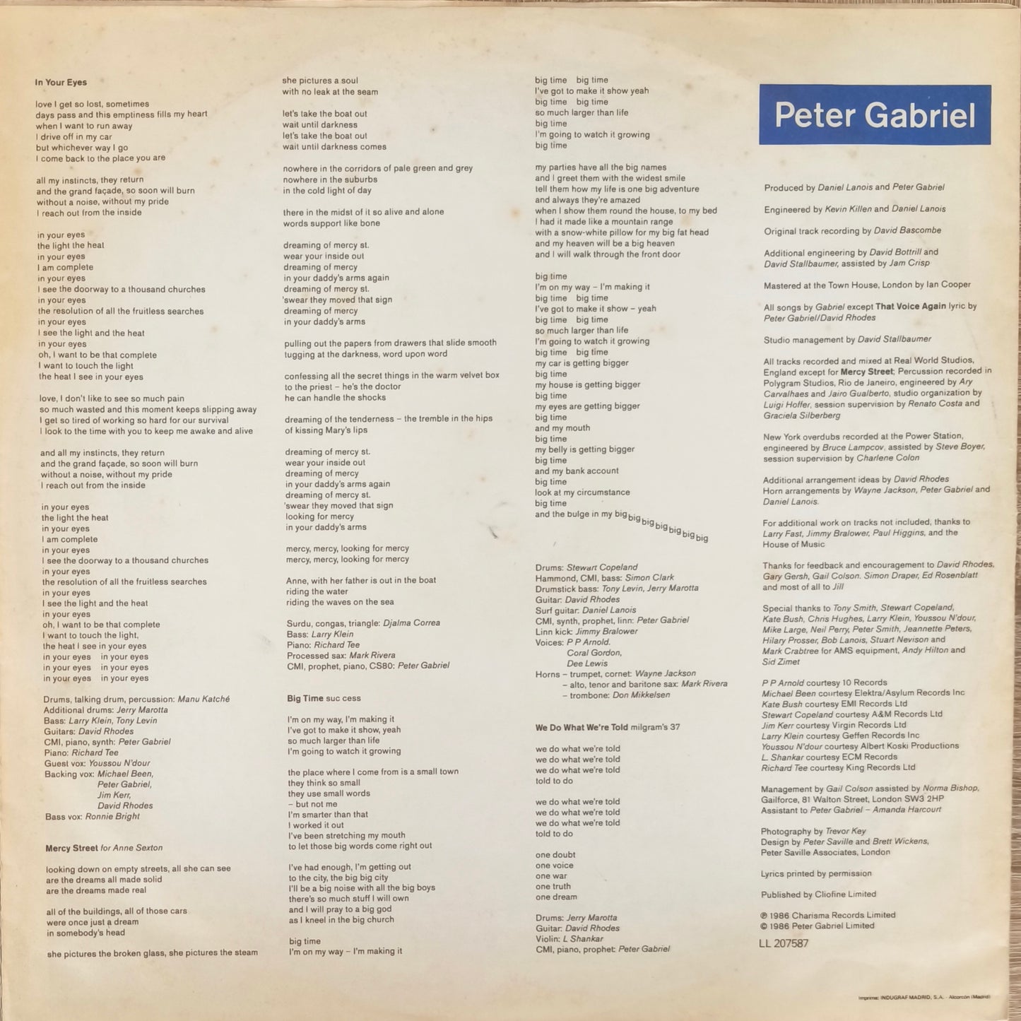 PETER GABRIEL - So (Pressage Espagnol)