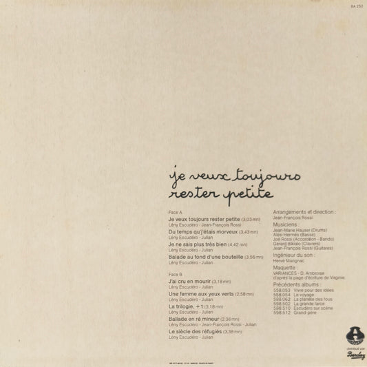 LENY ESCUDERO - Je Veux Toujours Rester Petite