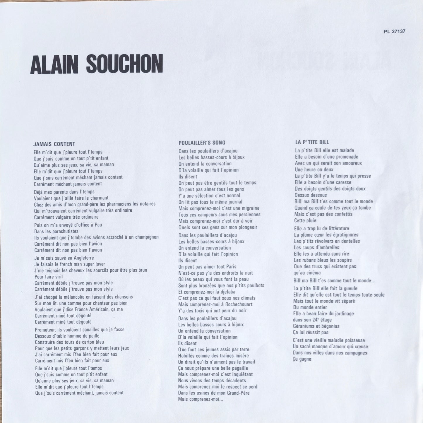 ALAIN SOUCHON - Jamais content