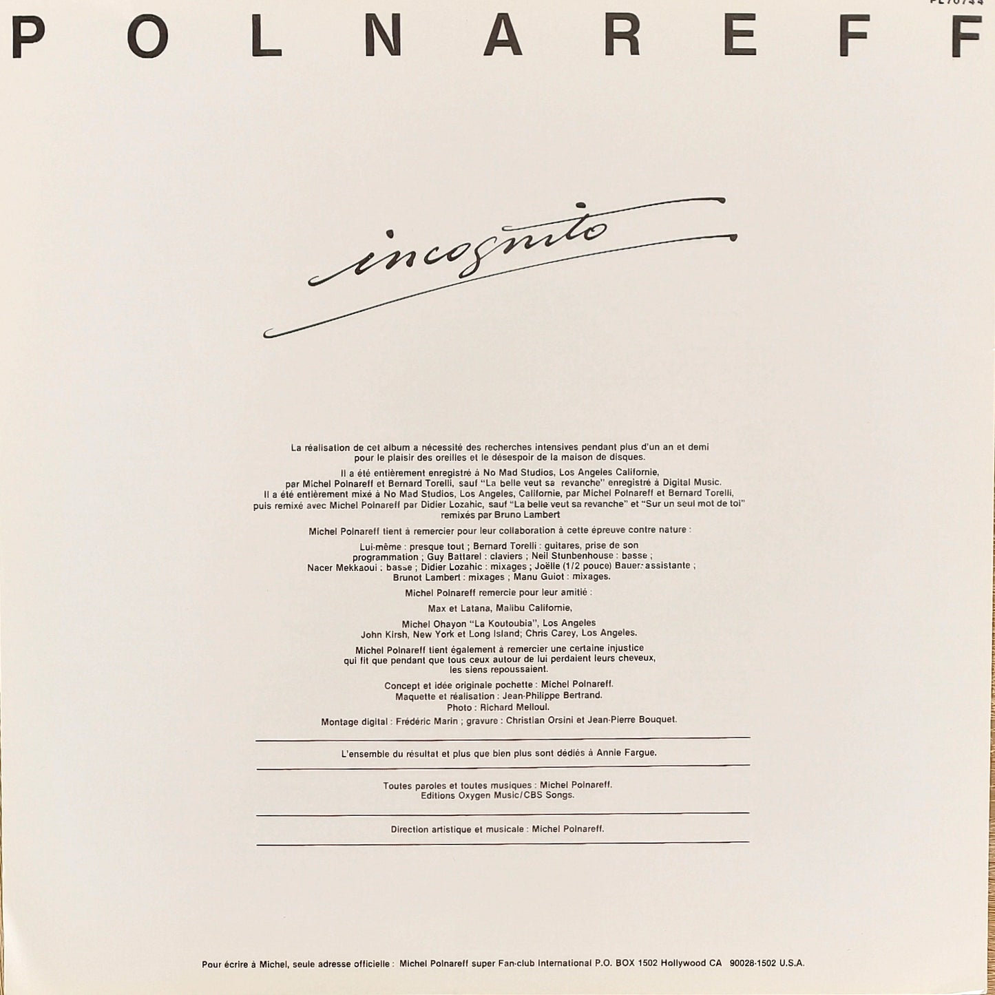 MICHEL POLNAREFF - Incognito