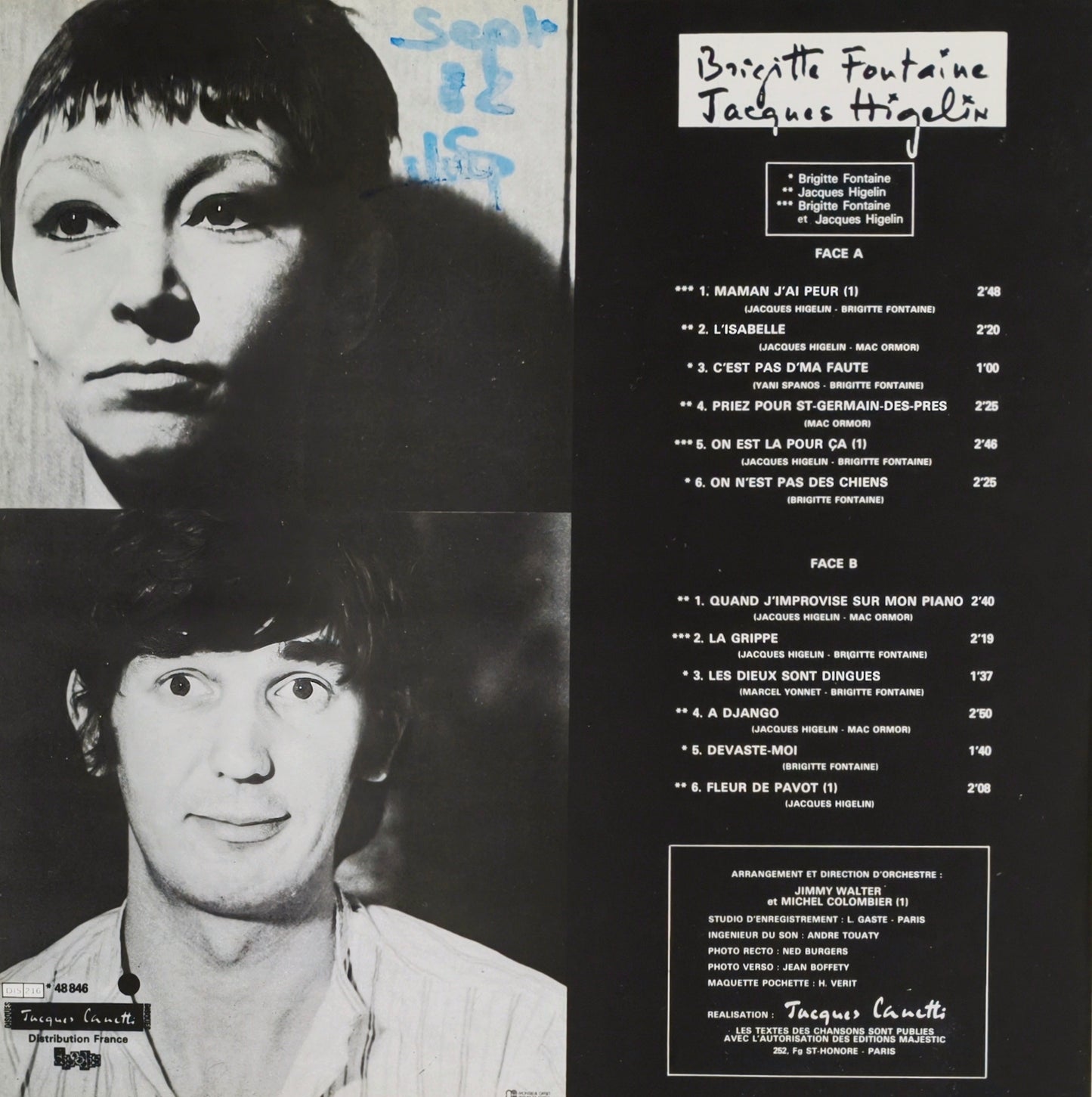 BRIGITTE FONTAINE / JACQUES HIGELIN - 12 Chansons D'Avant Le Déluge