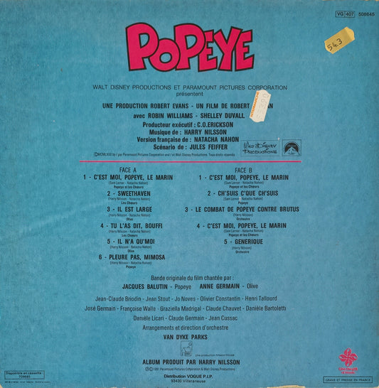 POPEYE - Bande Originale du Film Version Française