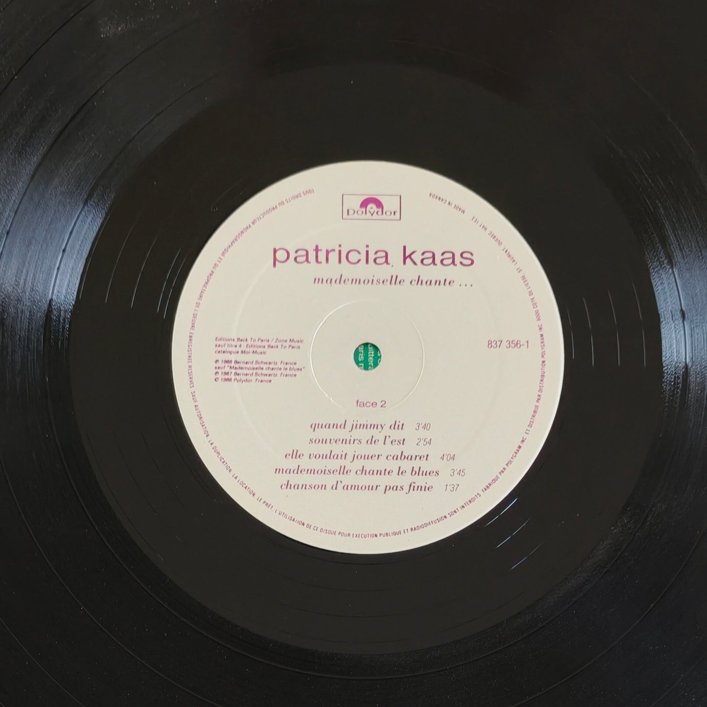 PATRICIA KAAS - Mademoiselle chante... (Pressage Canada)