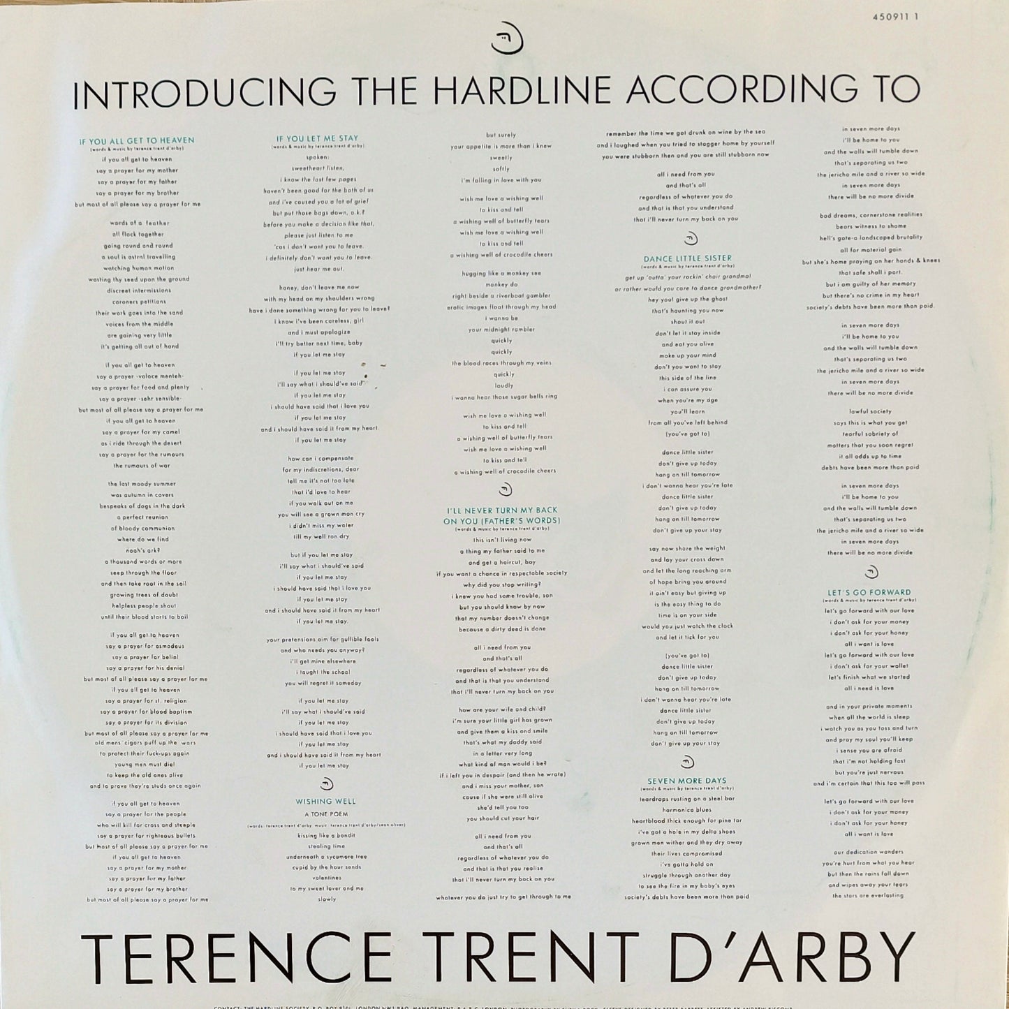 TERENCE TRENT D'ARBY - Introducing The Hardline According To Terence Trent D'Arby