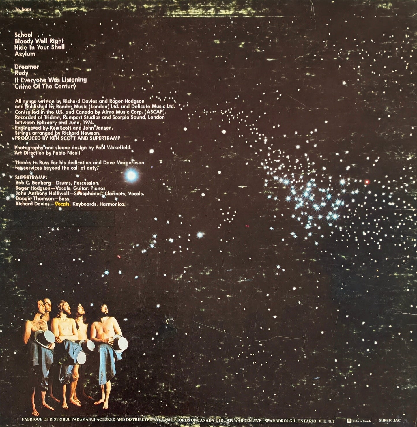 SUPERTRAMP - Crime Of The Century (Pressage Canada)